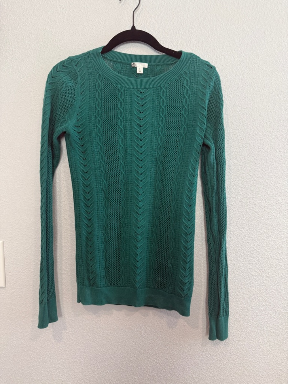 Nordstrom BP Teal Cable-Stitch Crewneck Sweater